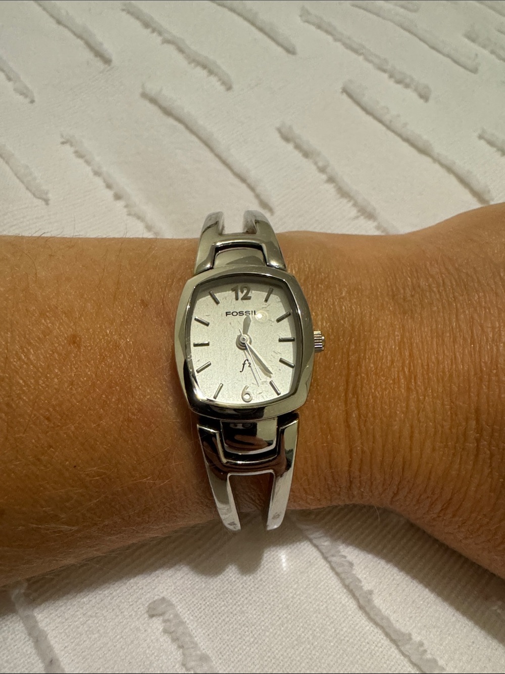 Fossil Women's Silver Bracelet Watch - White/Silver Dial